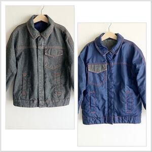PLS READ VTG Gap Kids Small 5-6 Reversible Jean Jacket Windbreaker Blue Zip